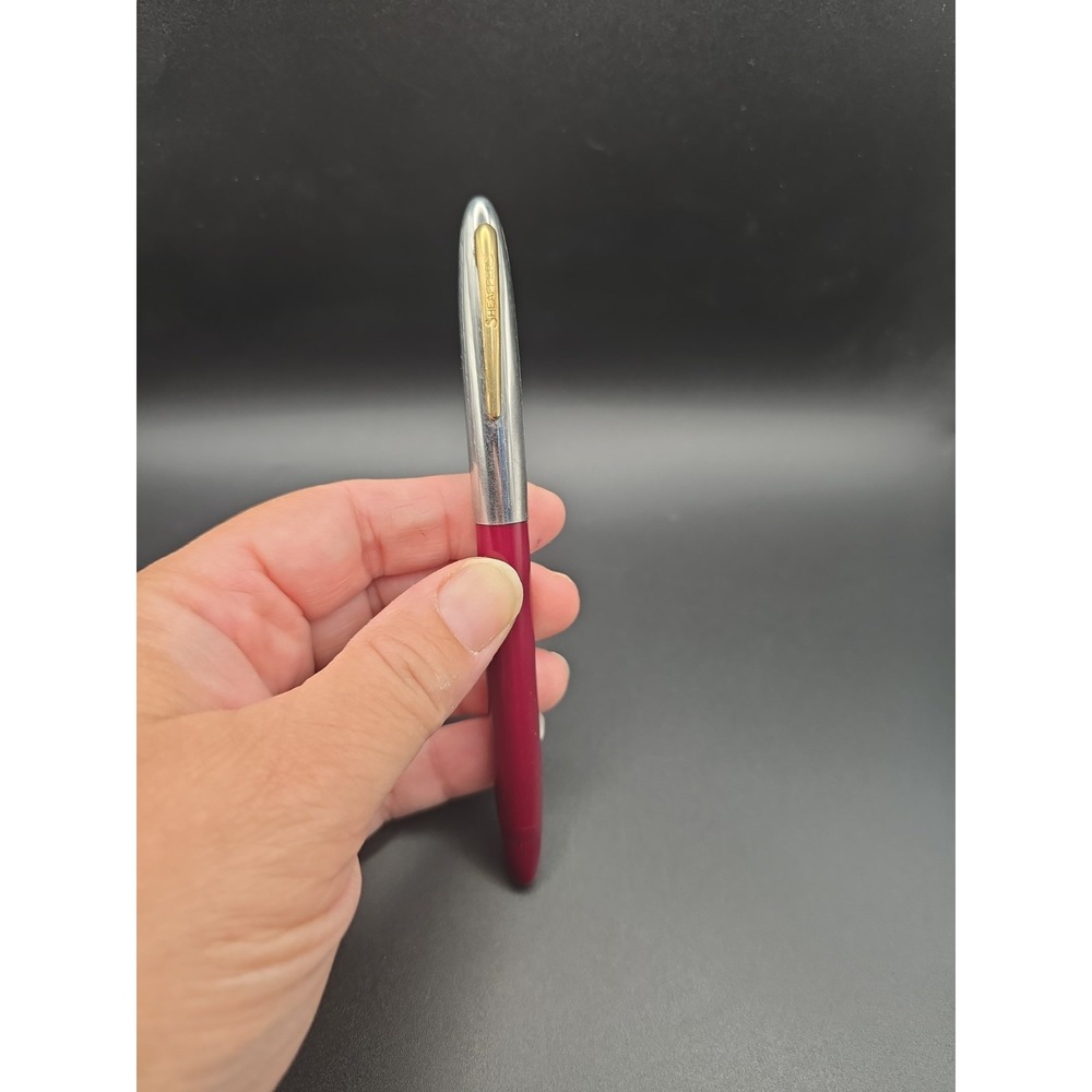 VTG 1950s Sheaffer Touchdown Fountain Pen Burgundy 14K Gold F3 Read - Picture 1 of 16